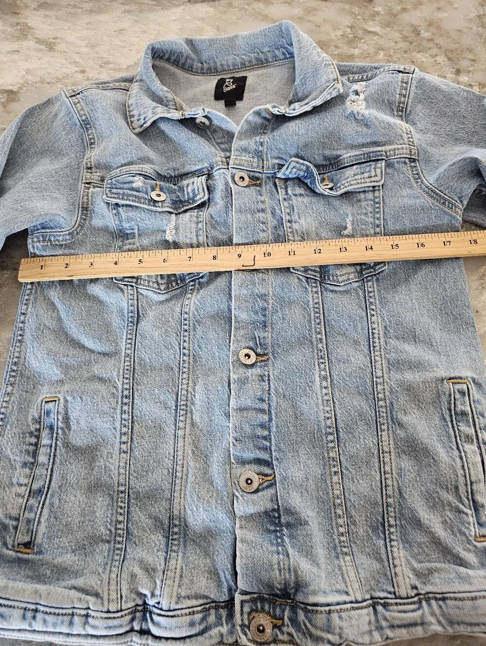 Art Class Kids Distressed Denim Jacket Light Wash Blue Jean Coat Size XL 14/16